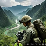Home 22 육군 전술 지형 분석 - A detailed military tactical scene showing soldiers in camouflage uniforms equipped with modern gear...