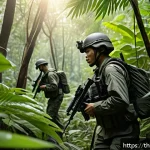 Home 23 육군 특수부대 종류 및 임무 - A highly detailed scene depicting Thai special operations soldiers conducting a covert reconnaissanc...